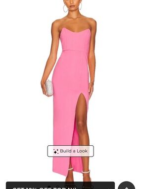superdown Strapless Hot Pink Maxi Dress with Thigh Slit